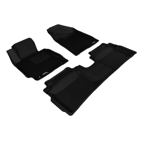 3D Mats Usa Custom Fit, Raised Edge, Black, Thermoplastic Rubber Of Carbon Fiber Texture, 3 Piece L1KA01701509
